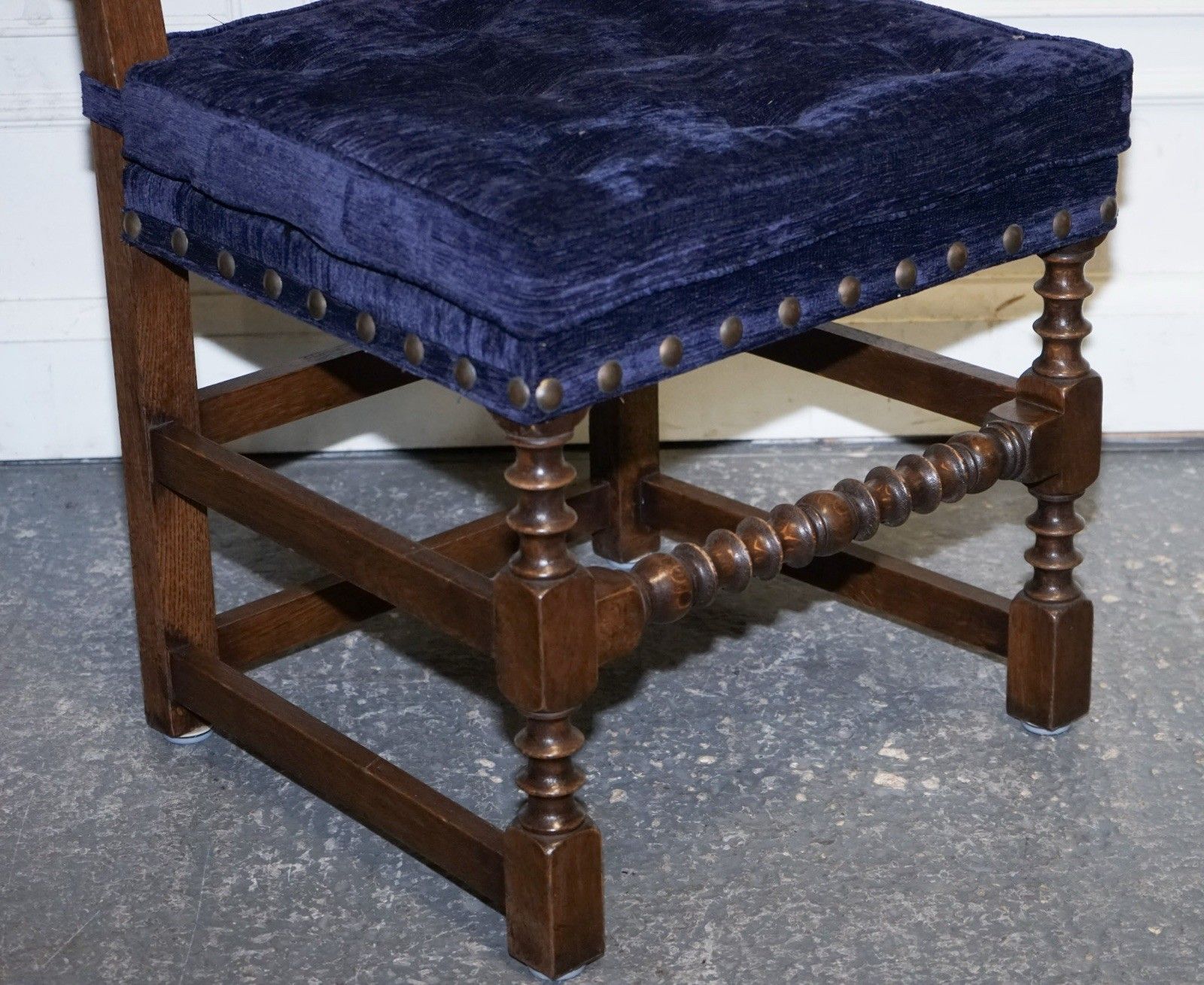 2812.0 Stunning Set Of Fourteen Oak And Upholstered Dining Chairs photo