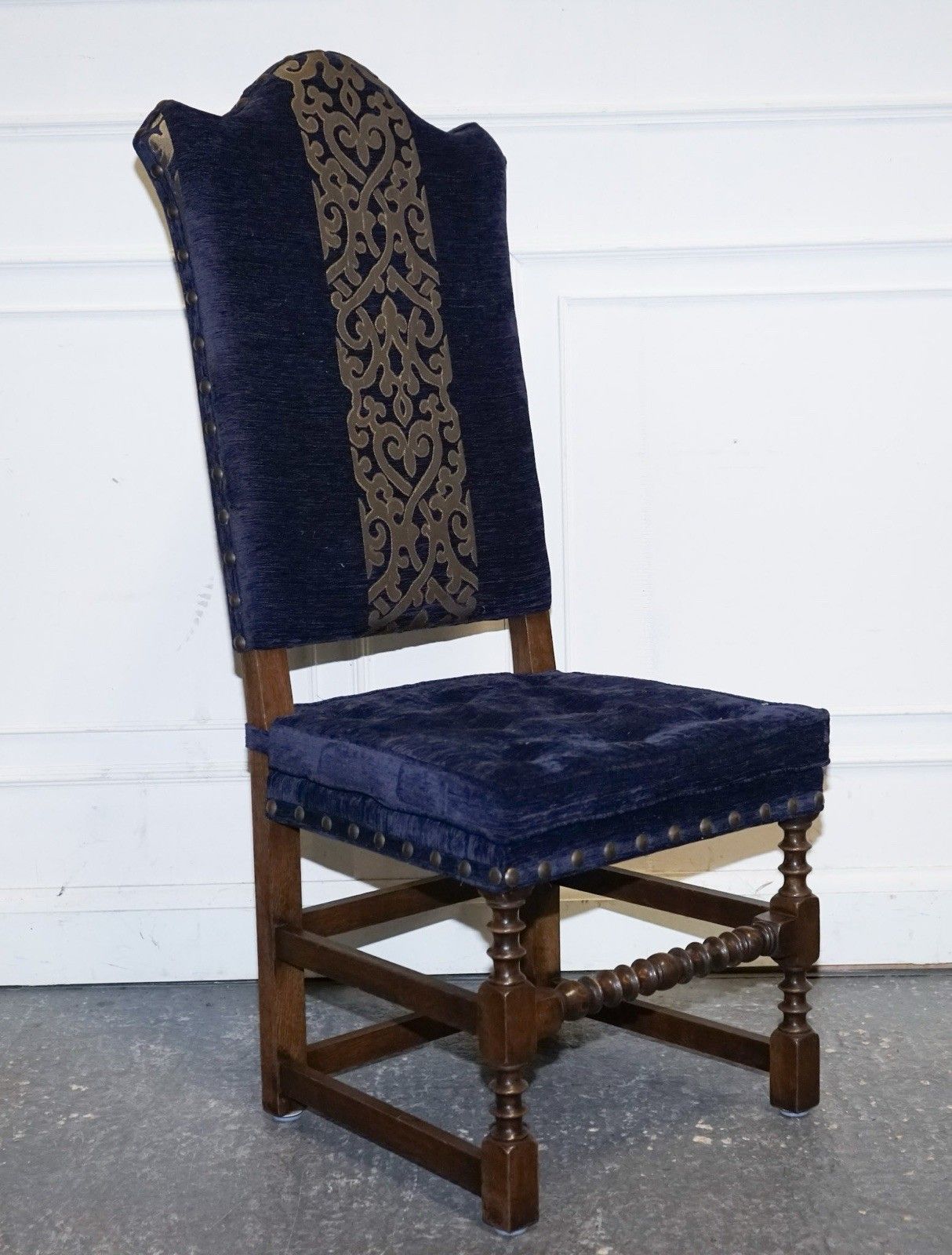 photo buy Stunning Set Of Fourteen Oak And Upholstered Dining Chairs