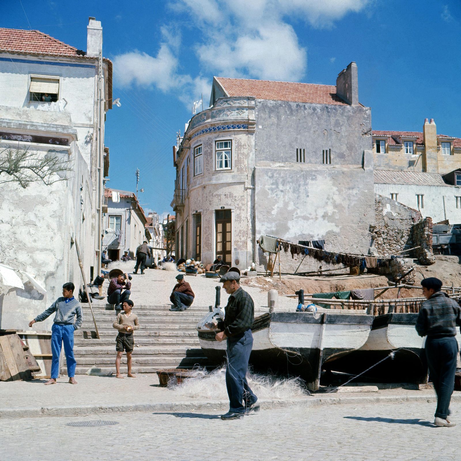 Unknown Fishermen At Sesimbra Harbour, Portugal 1965 1965