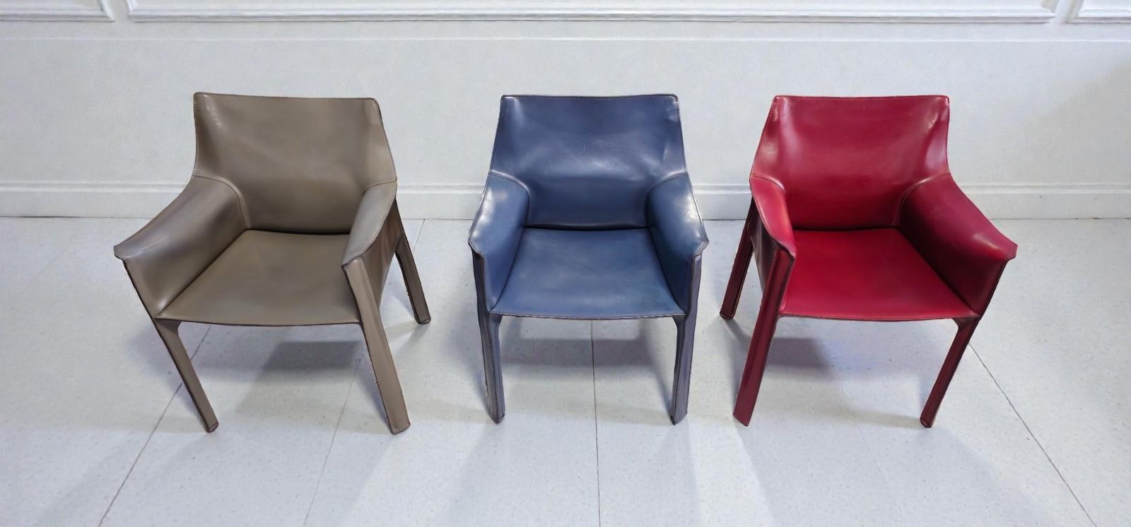 Cab 413 Set Of Six Armchairs In Multicolor Leather By Mario Bellini For Cassina photo for sale