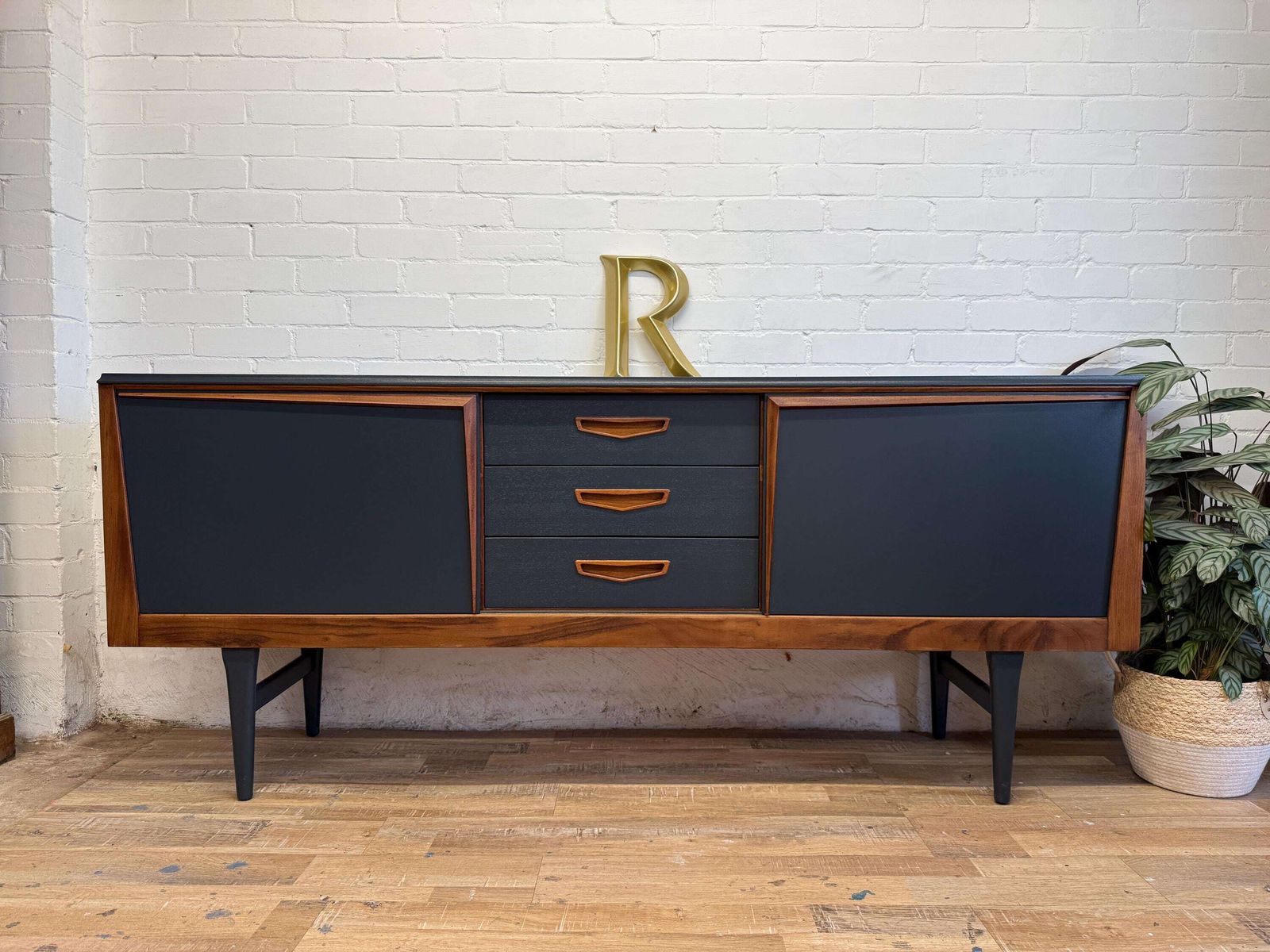Mid Century Sideboard By Elliotts Of Newbury– Painted In Farrow & Ball Railings photo furniture
