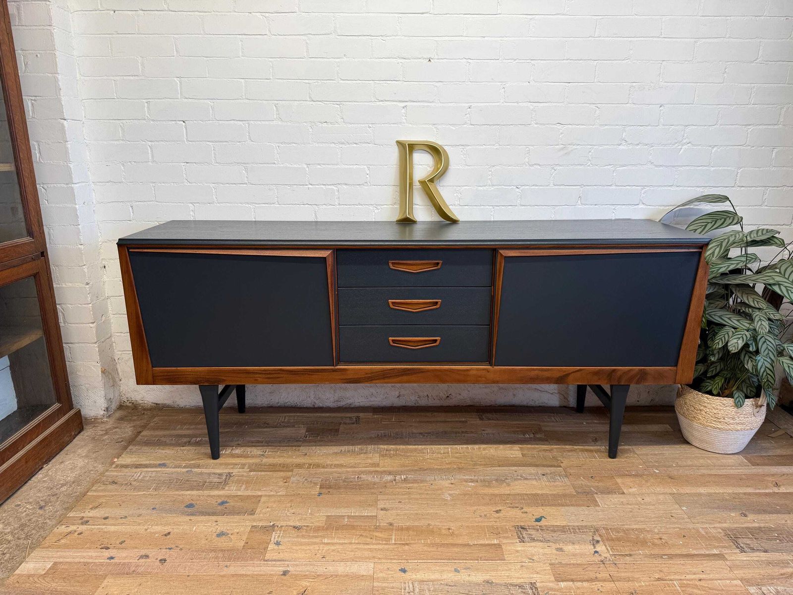 Mid Century Sideboard By Elliotts Of Newbury– Painted In Farrow & Ball Railings photo for sale