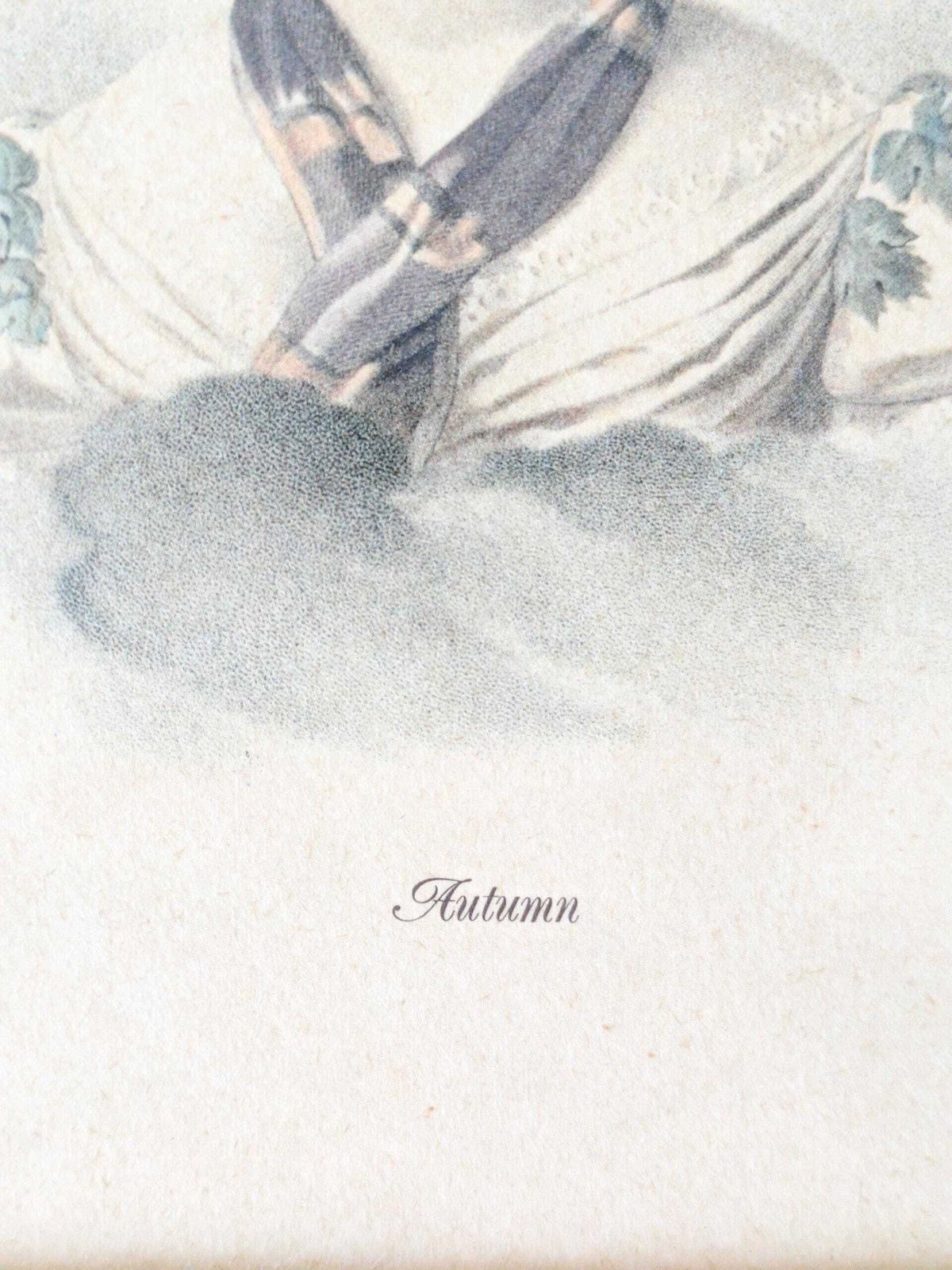 167.0 Set Of 2 Vintage Framed Lithographs “Spring & Autumn” By Charles Aubry, Regency Era Portraits photo