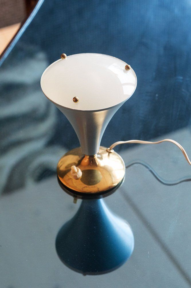 Mid Century Modern Italian Table Lamp In Glass And Metal By Gilardi & Barzaghi, 1950s photo 650.0