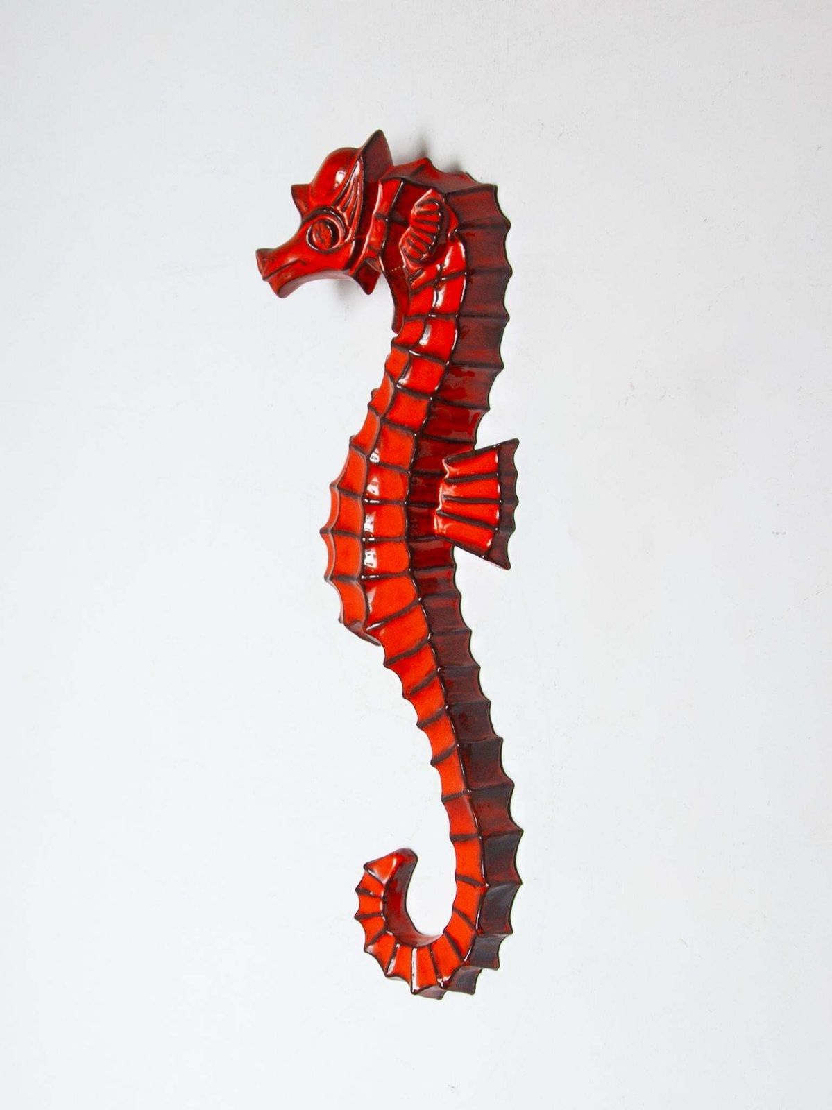 Large Ceramic Seahorse Wall Mounted Sculpture, André Bayer, 1960s, Belgium photo furniture