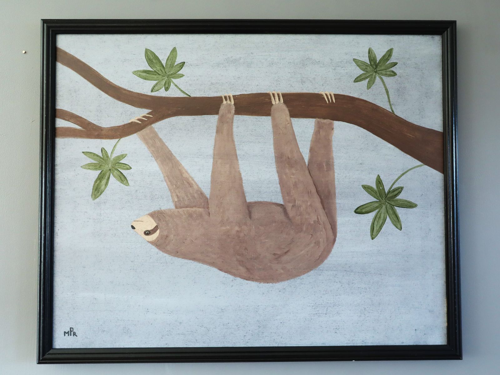 Hanging Sloth In Oil Onto Panel