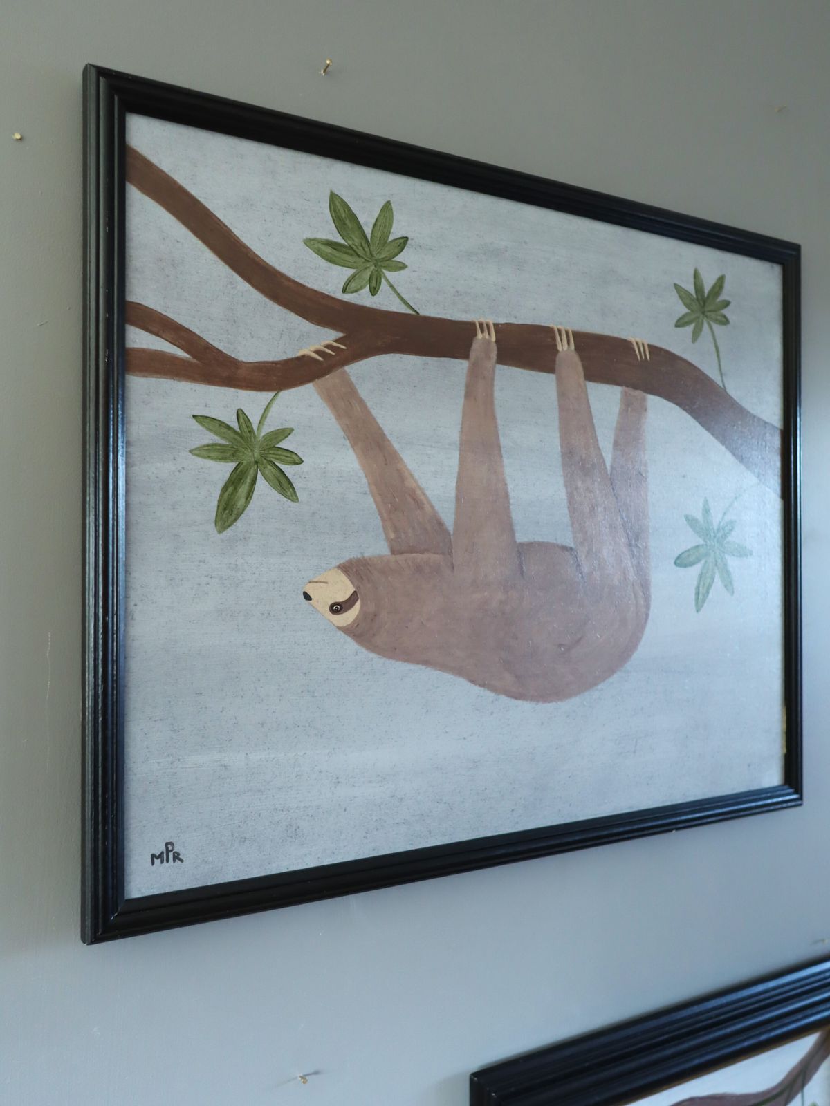 Hanging Sloth In Oil Onto Panel photo Art