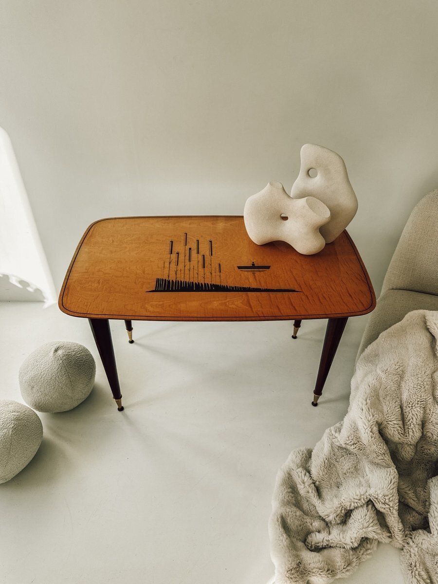 Mid Century Coffee Table With Wooden Top, 1960s
