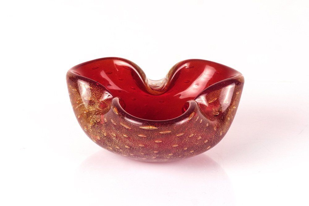 Red And Gold Bowl In Sommerso Murano Glass By Seguso, 1960s photo furniture