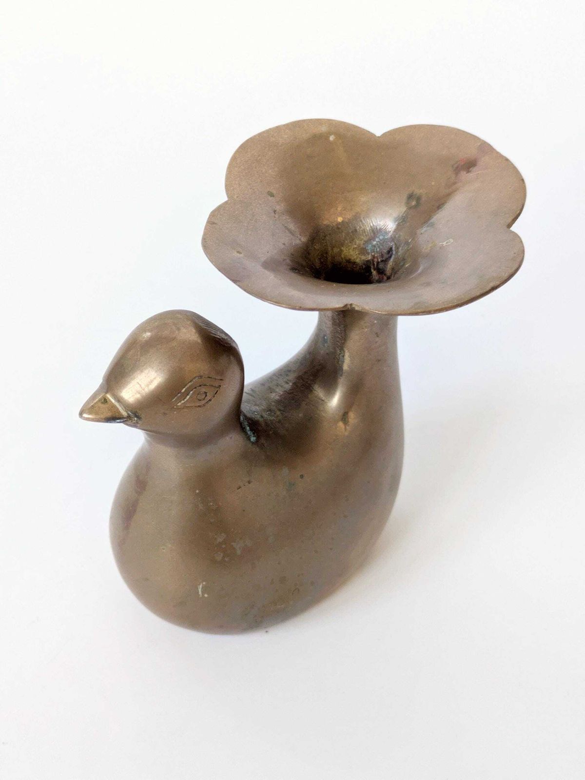 Home Decor 1960s Midcentury Style Brass Bird Candleholder Or Bud Vase, Modern Rustic Accent photo