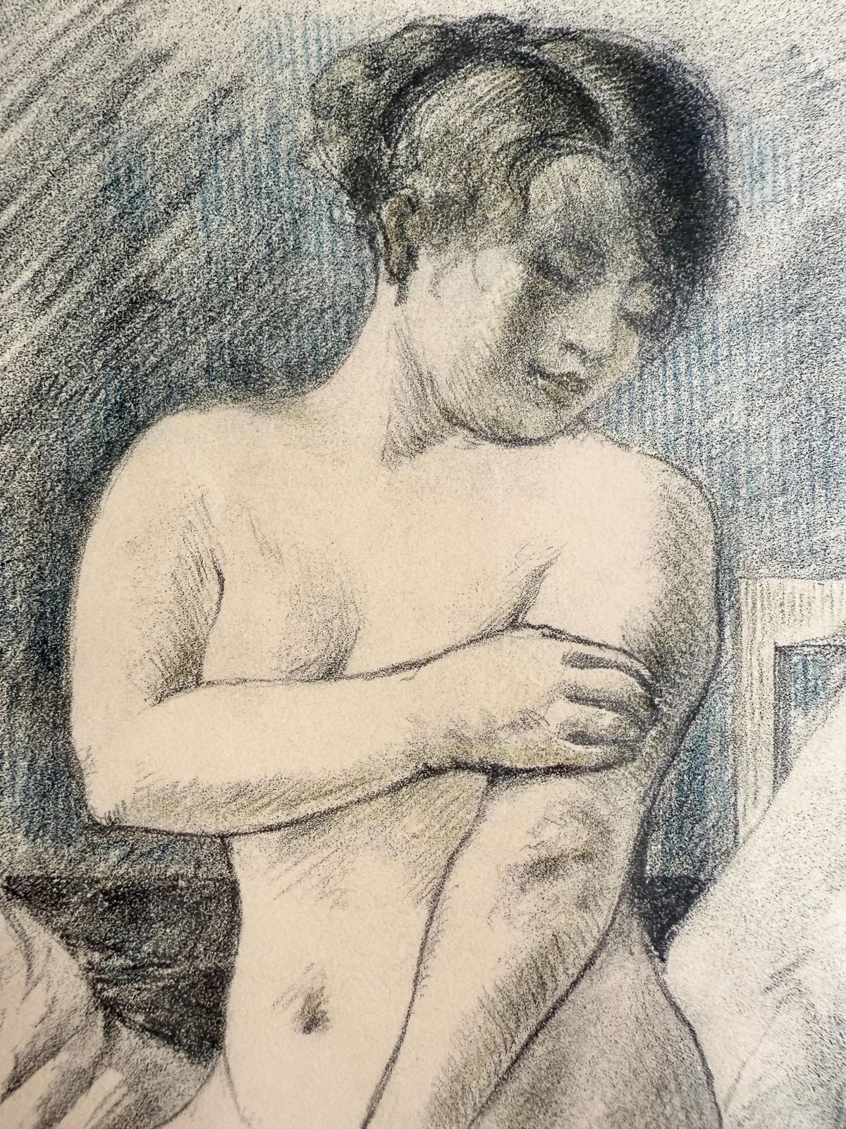 Authentic French Lithography Dating From The 1930 Nude Woman Armand Rassenfosse (1862 1934) Framed Glazed, Dated And Signed photo Art