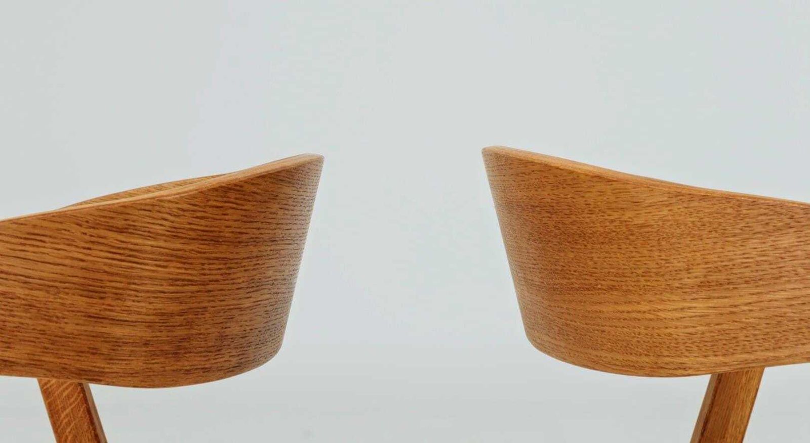 Set Of Two Oak Dining Chairs, Natural Wood, Jacquard Fabric photo vintage
