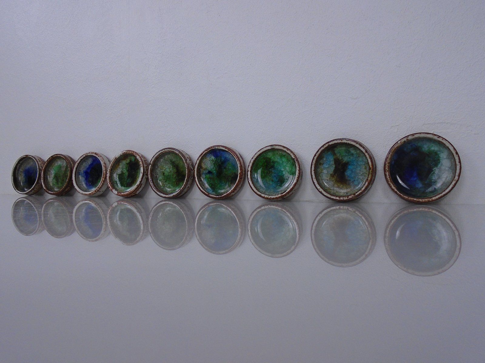 Danish Studio Ceramic Bowls By Jim & Henny Waldorff For Svaneke, 1960s, Set Of 9 photo for sale