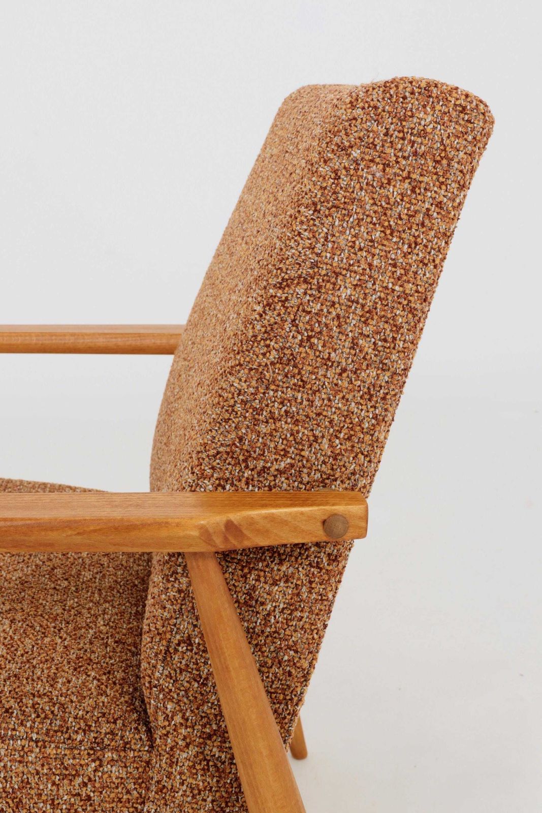 Lounge Chair Vintage Green Sage Boucle, Mid Century Design, 1960, Turned Legs photo Furniture