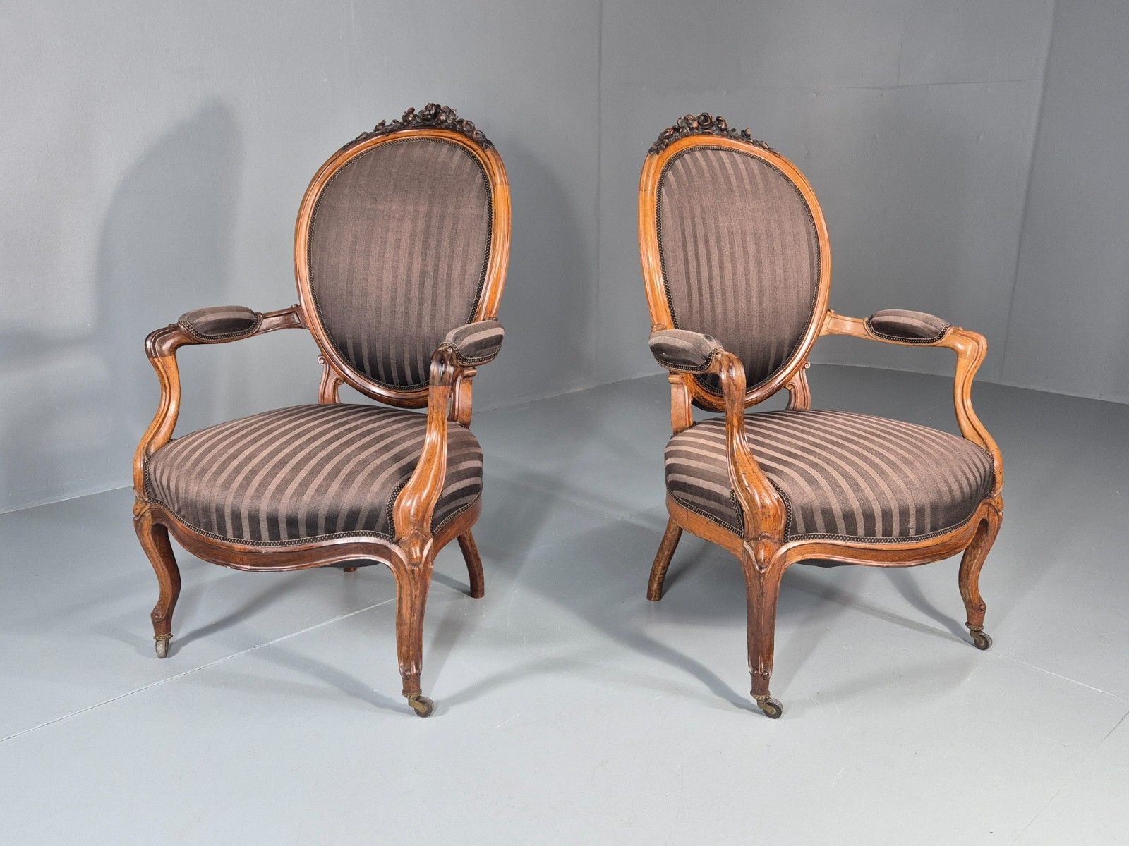 2 Antique Rococo Armchairs Walnut Frames 1880s Denmark Quality  Eb11331 Vclo photo furniture