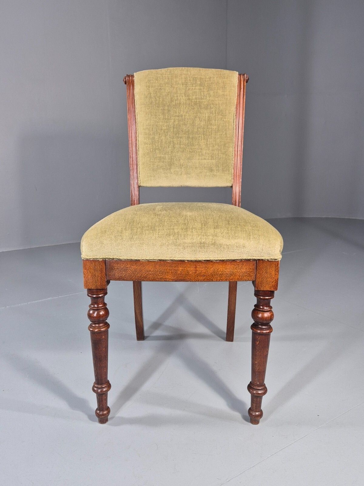 Antique Danish Dining Chair Mahogany Frame 1850s Green Velour Eb11321 Vdin photo for sale