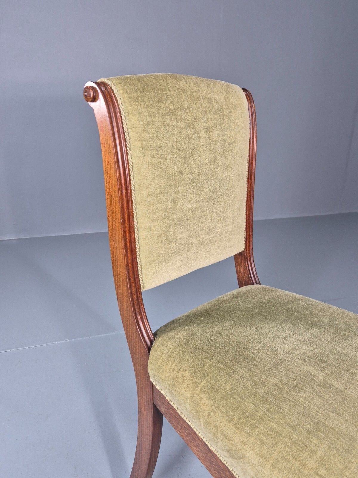 Antique Danish Dining Chair Mahogany Frame 1850s Green Velour Eb11321 Vdin photo 60.0