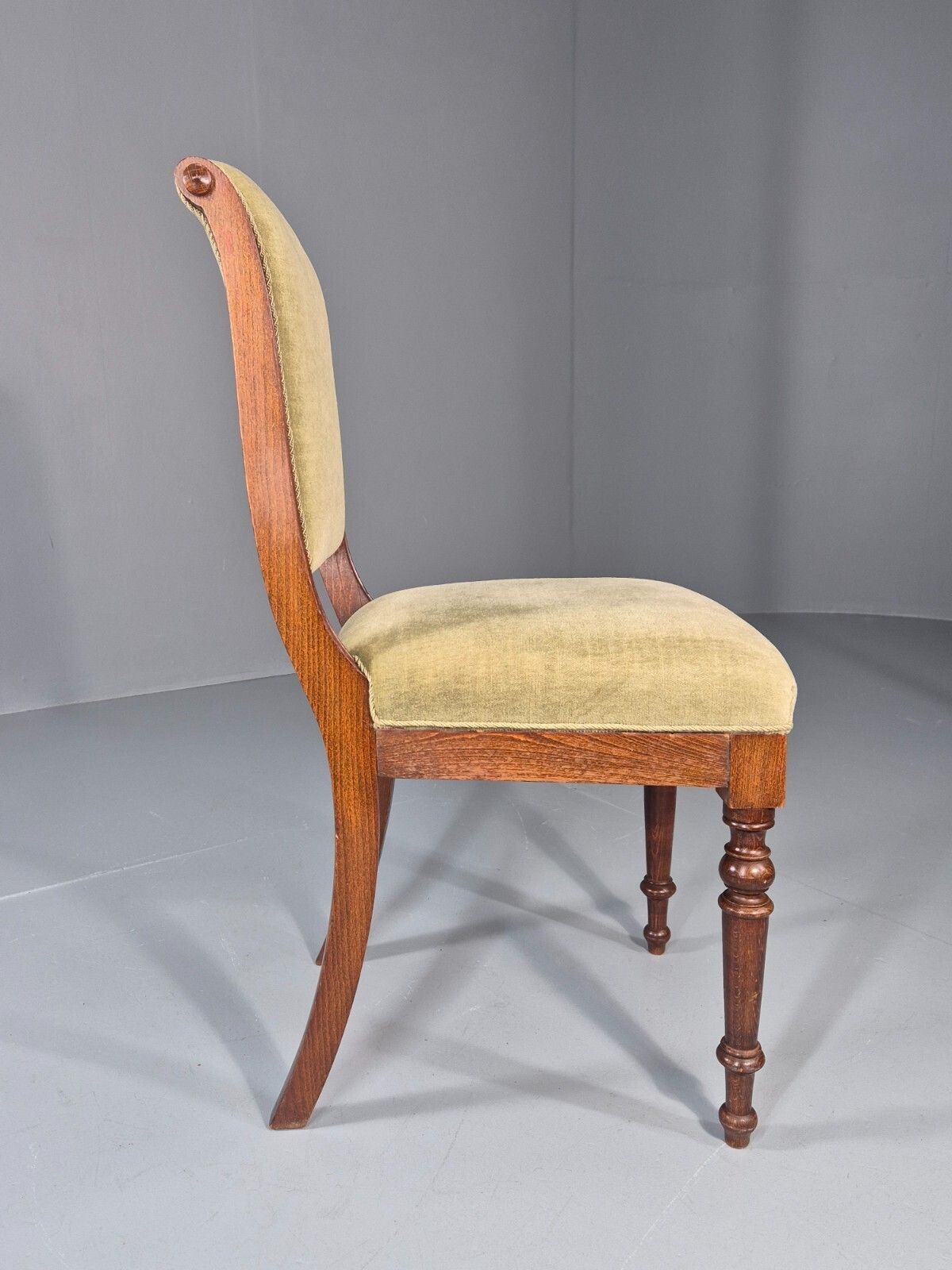 Antique Danish Dining Chair Mahogany Frame 1850s Green Velour Eb11321 Vdin photo buy