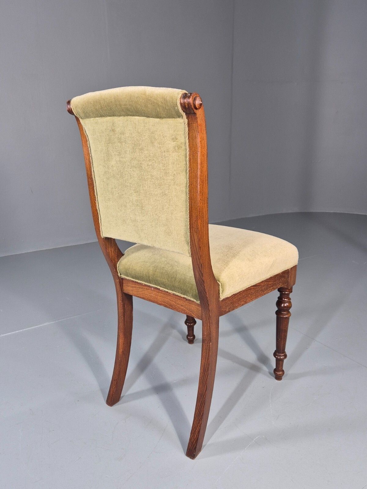 Antique Danish Dining Chair Mahogany Frame 1850s Green Velour Eb11321 Vdin photo vintage