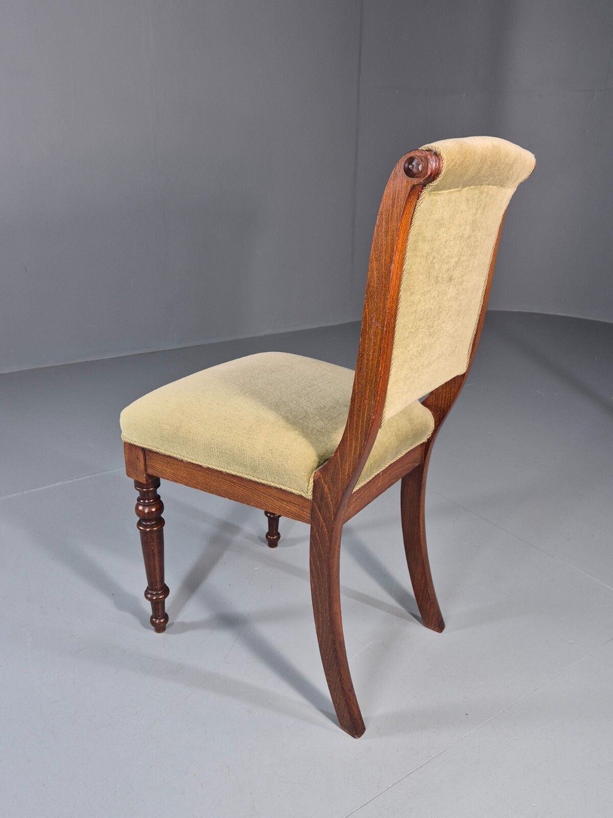 photo for sale Antique Danish Dining Chair Mahogany Frame 1850s Green Velour Eb11321 Vdin