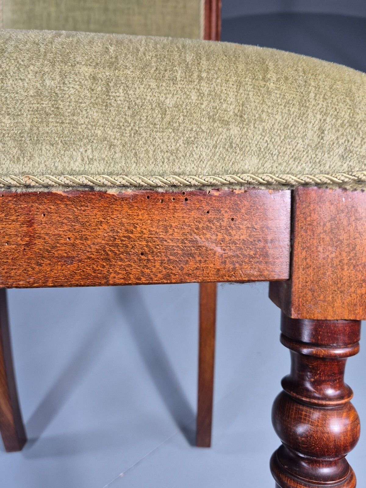 photo vinterior Antique Danish Dining Chair Mahogany Frame 1850s Green Velour Eb11321 Vdin