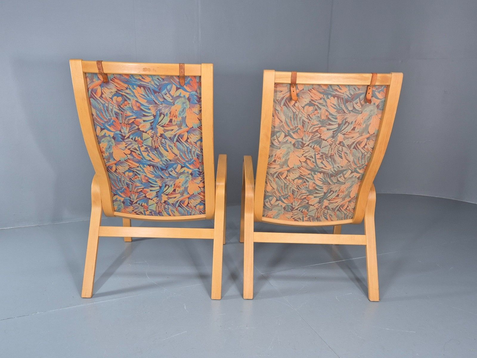 photo for sale 2 Vintage Bentwood Lounge Chairs Finn Ostergaard 1980s Retro Mcm Eb11337 Mben