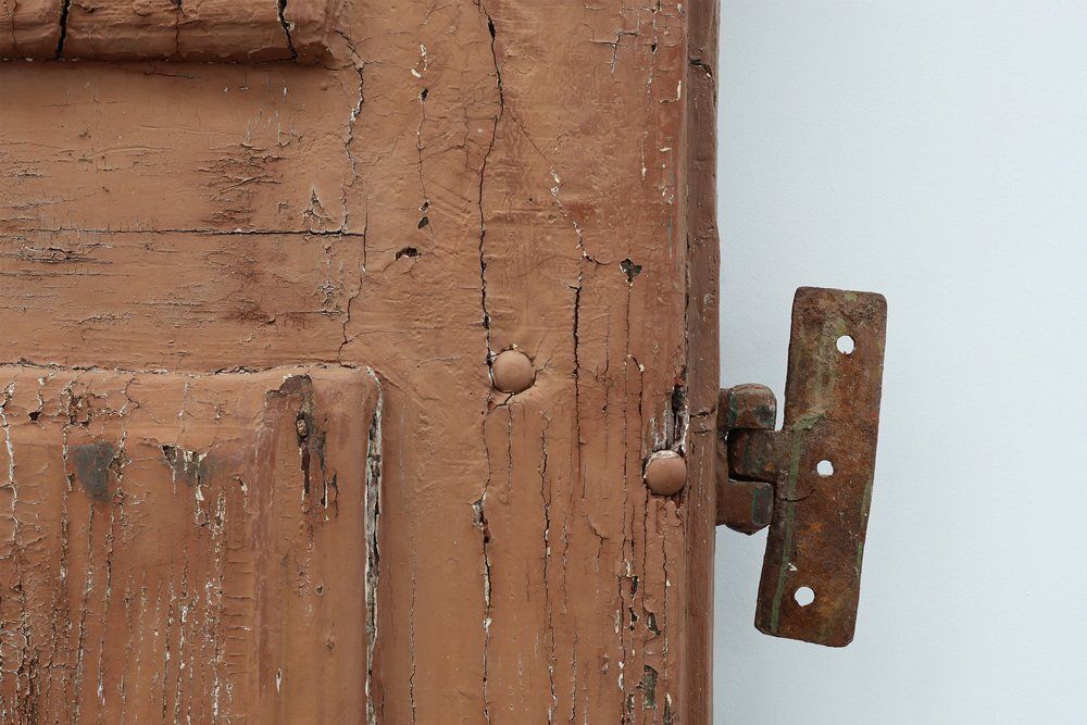 Home Fixtures Large 17th Century Terracotta Lacquered Oak Monastery Doors, Portugal, Set Of 2 photo
