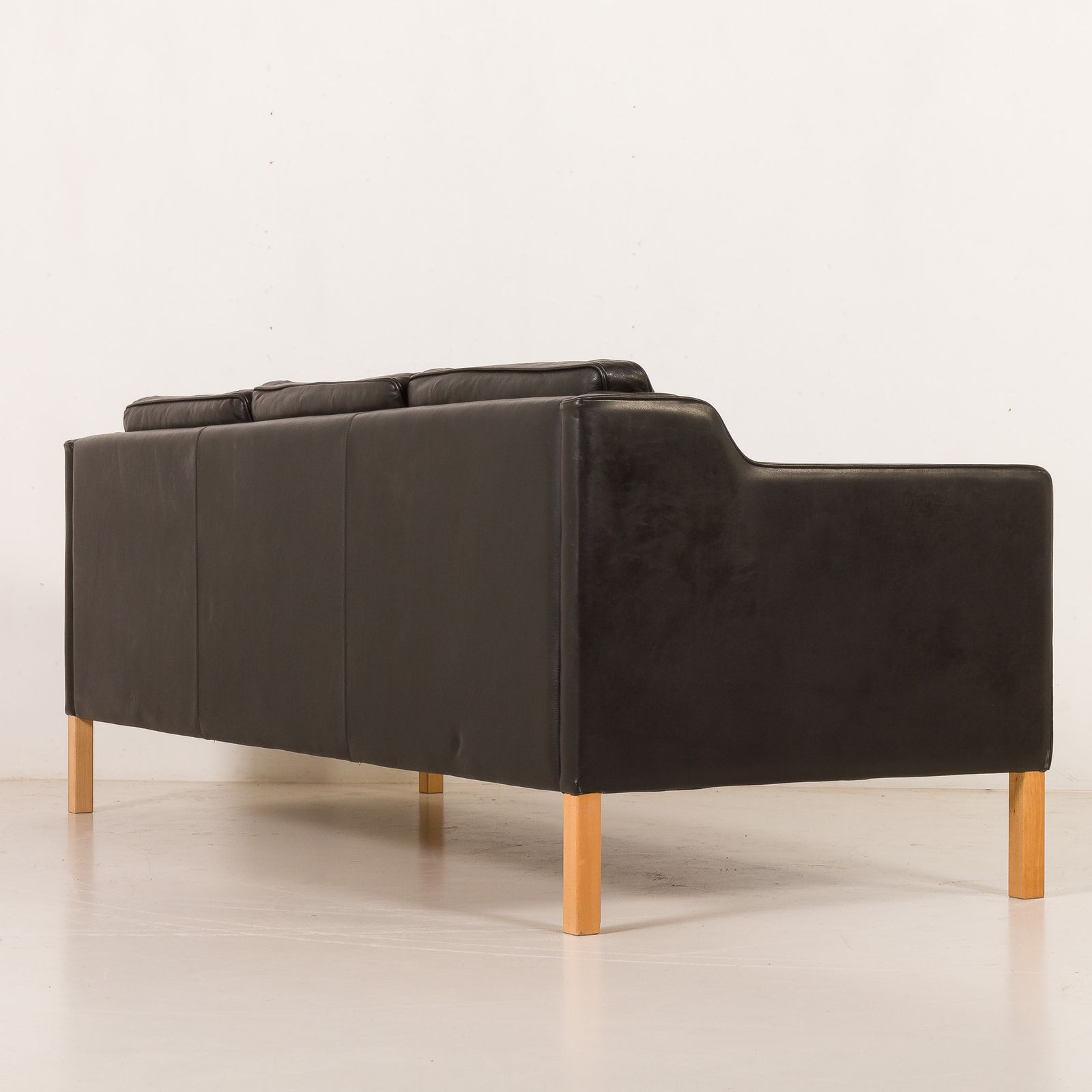 Stouby Black Leather Sofa, Denmark 1970s photo vintage