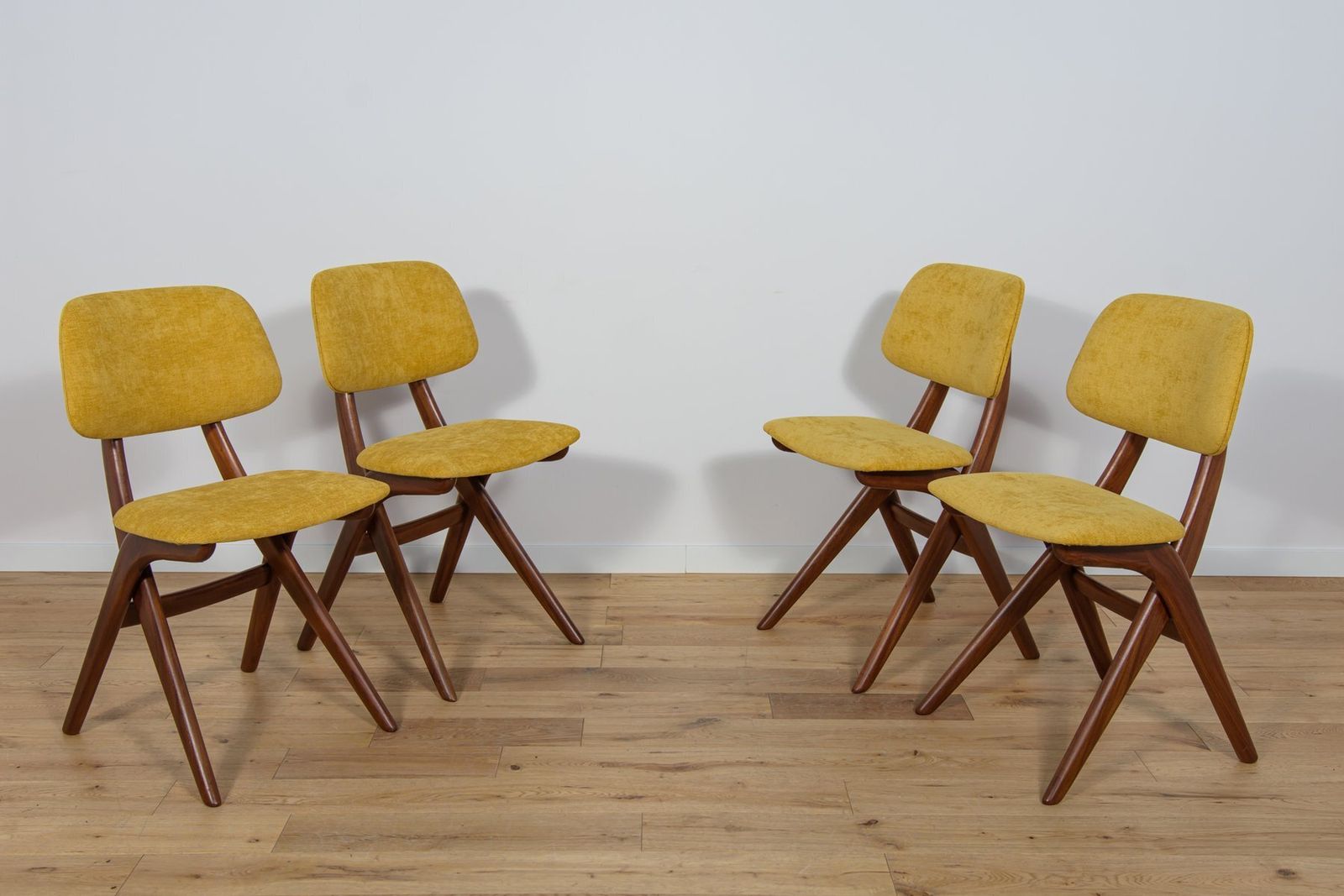 Mid Century Teak Dining Chairs Scissor By Louis Van Teefelen For Wébé, Netherlands, 1950s, Set Of 4 photo furniture
