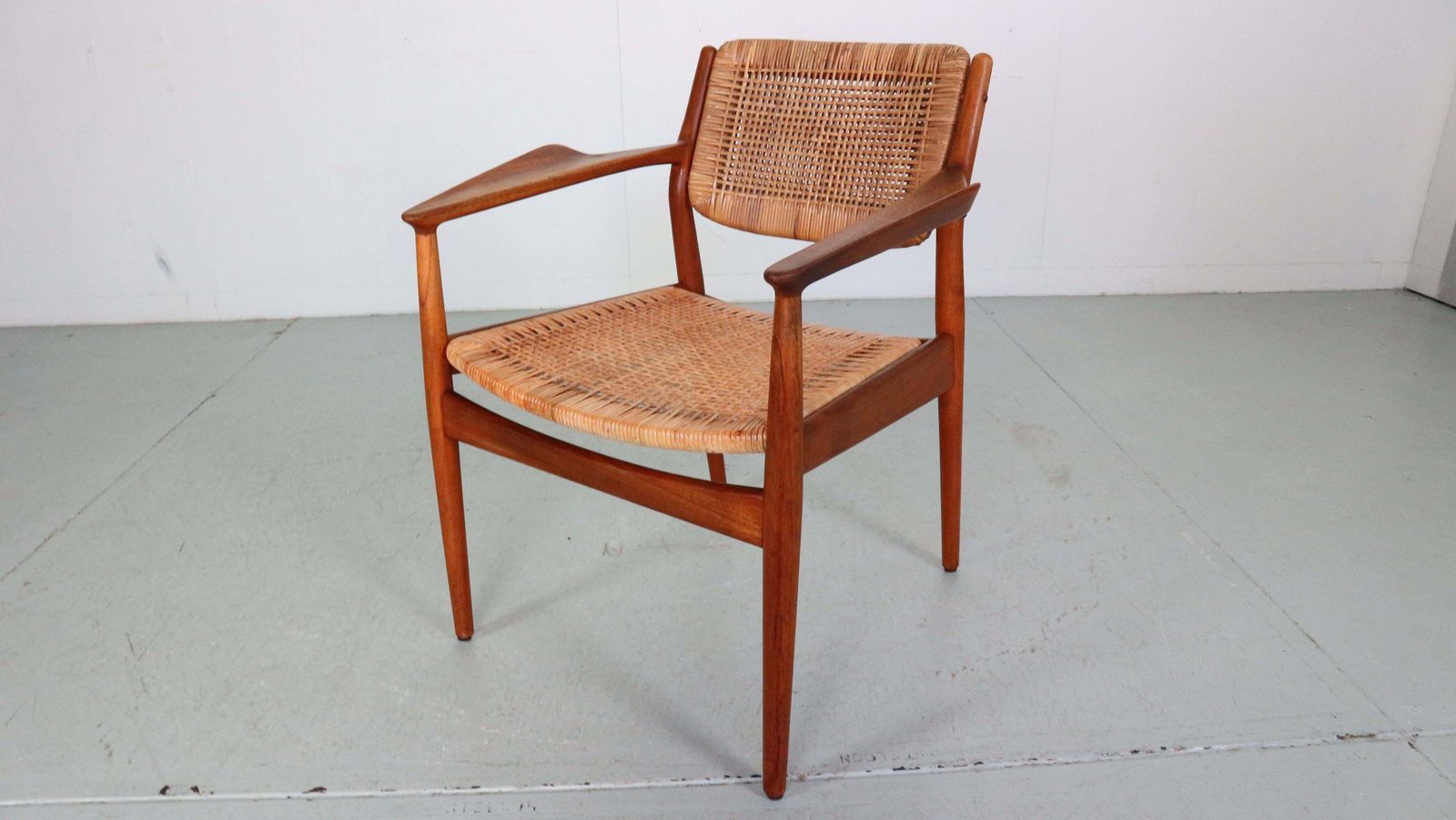 Arne Vodder Teak/Rattan Chair "Model 51" For Sibast Furniture, 1950 Denmark photo 1750.0
