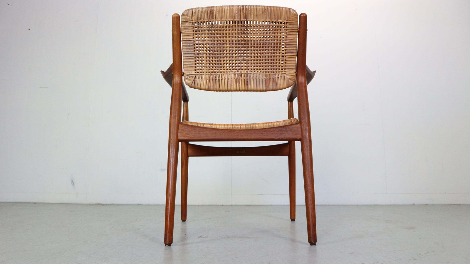 Arne Vodder Teak/Rattan Chair "Model 51" For Sibast Furniture, 1950 Denmark photo vintage
