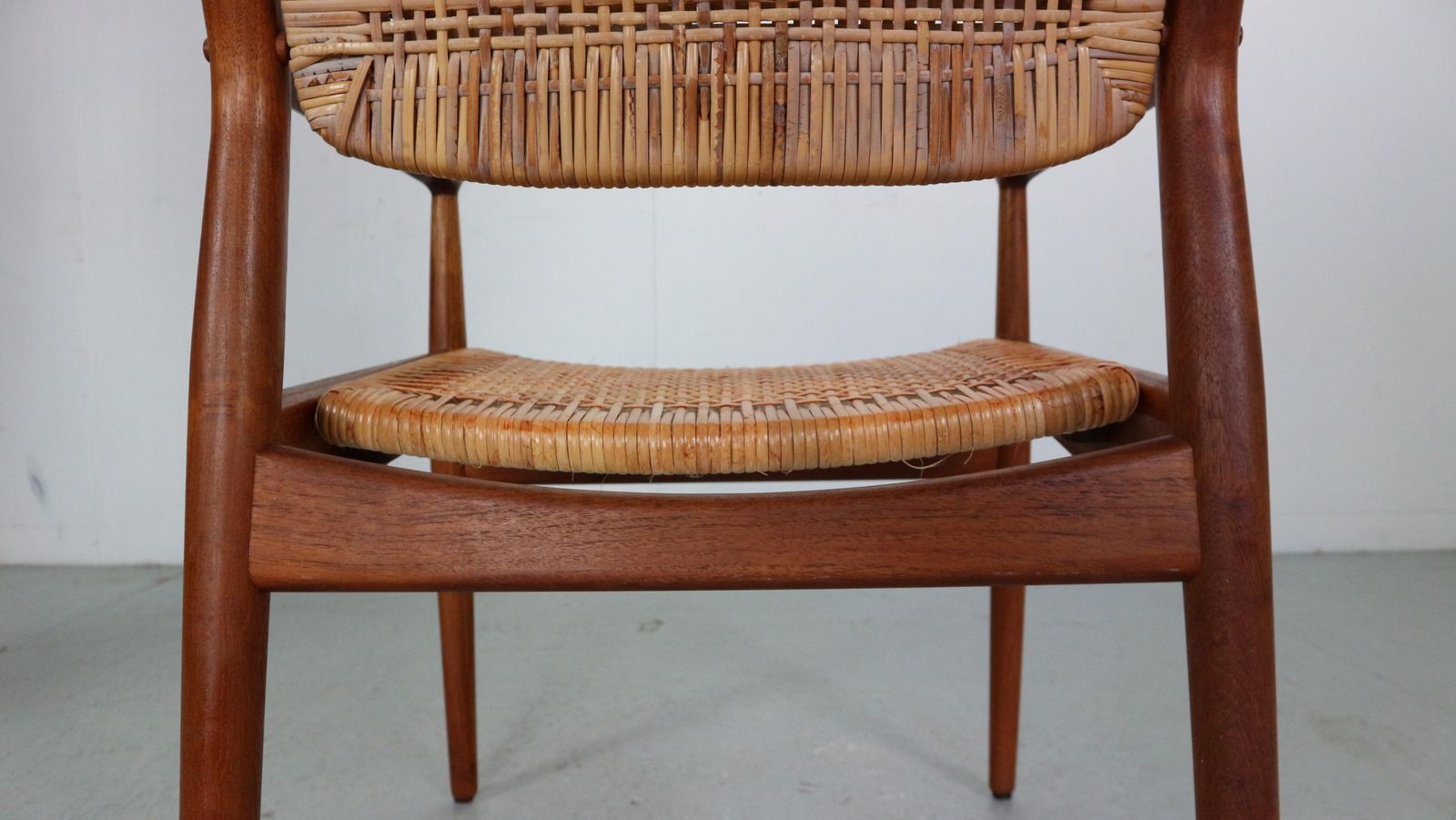 photo buy Arne Vodder Teak/Rattan Chair "Model 51" For Sibast Furniture, 1950 Denmark