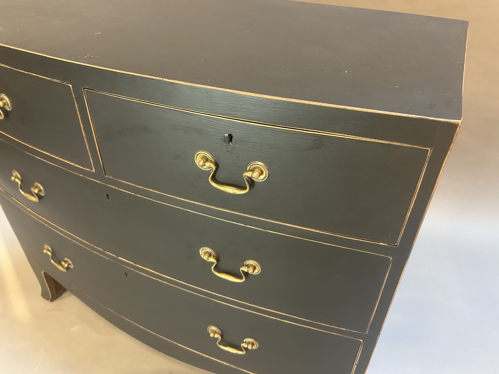 Regency Ebonised Bow Chest Of Drawers photo Furniture