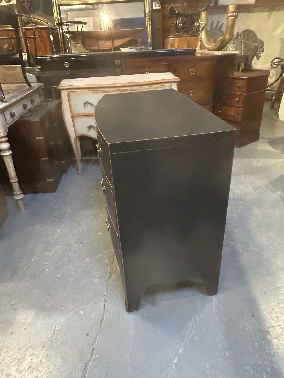 photo for sale Regency Ebonised Bow Chest Of Drawers
