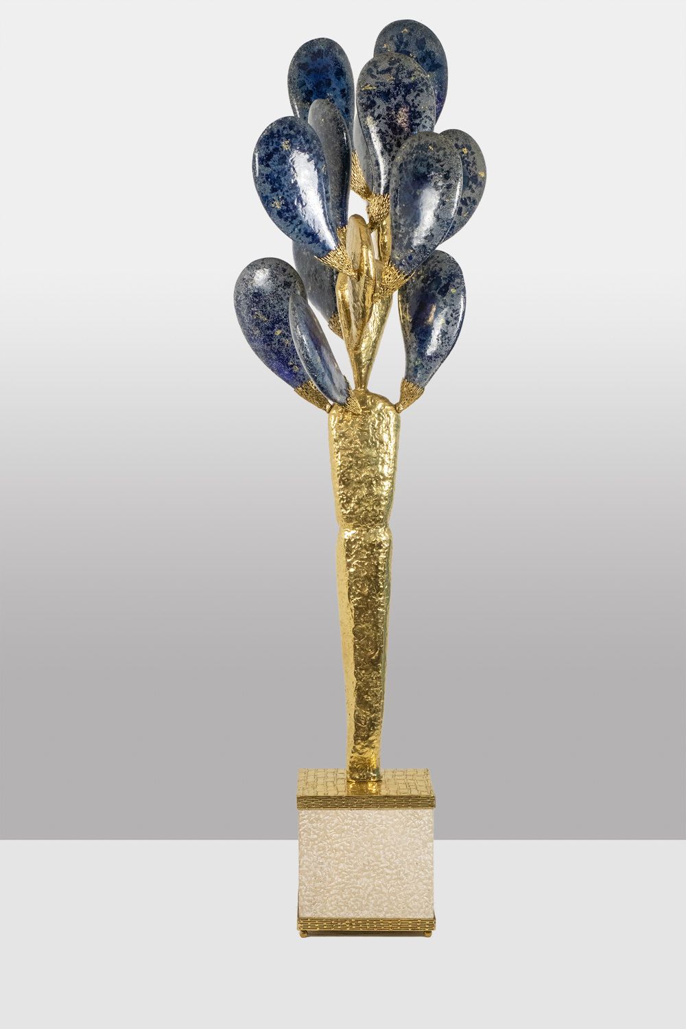 Jacques Duval Brasseur, Large Cactus Sculpture In Gilded Brass. 1992 photo 13000.0