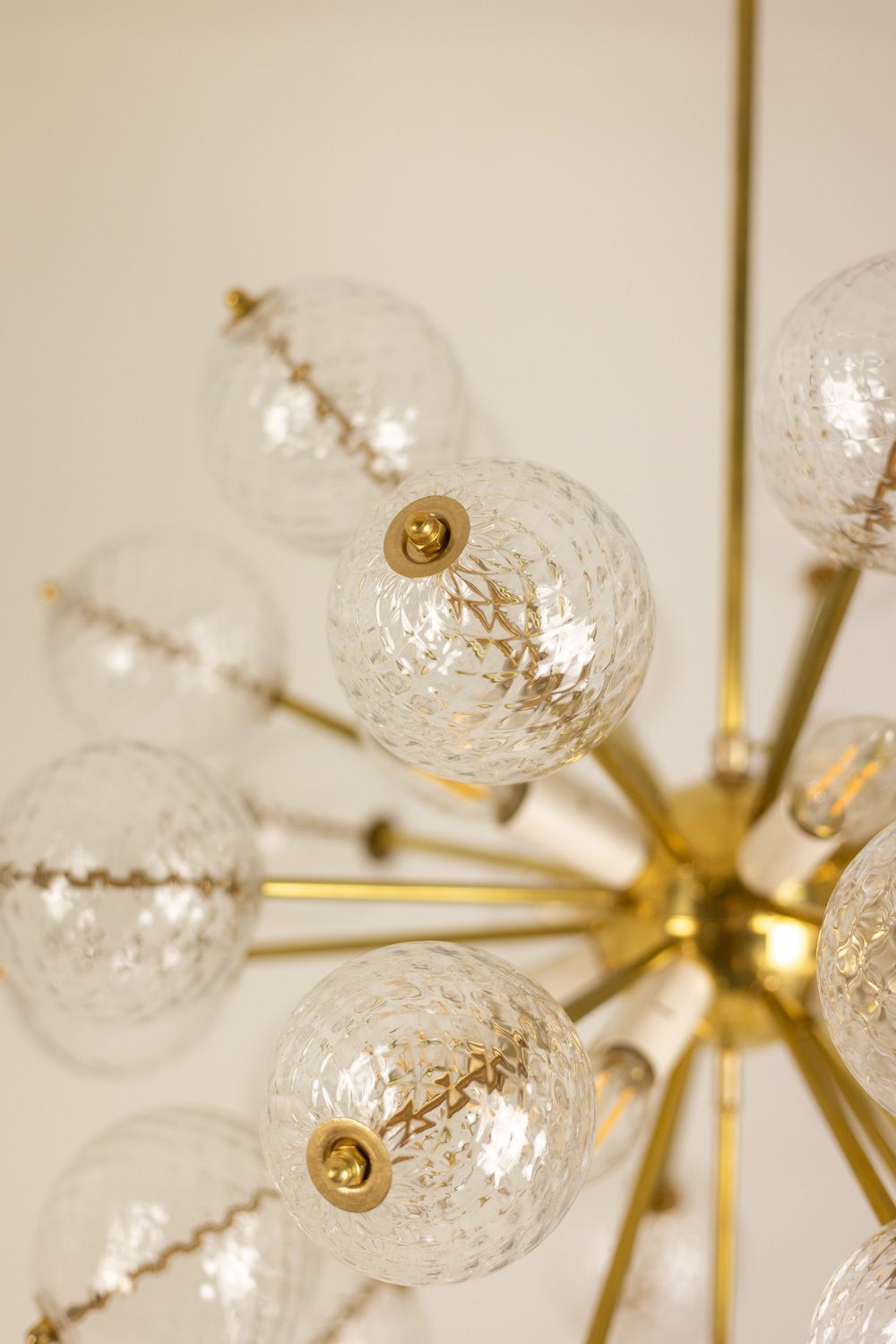Kamenicky Senov, Published By. Pair Of Brass And Glass Chandeliers. Circa 1970. photo Lighting