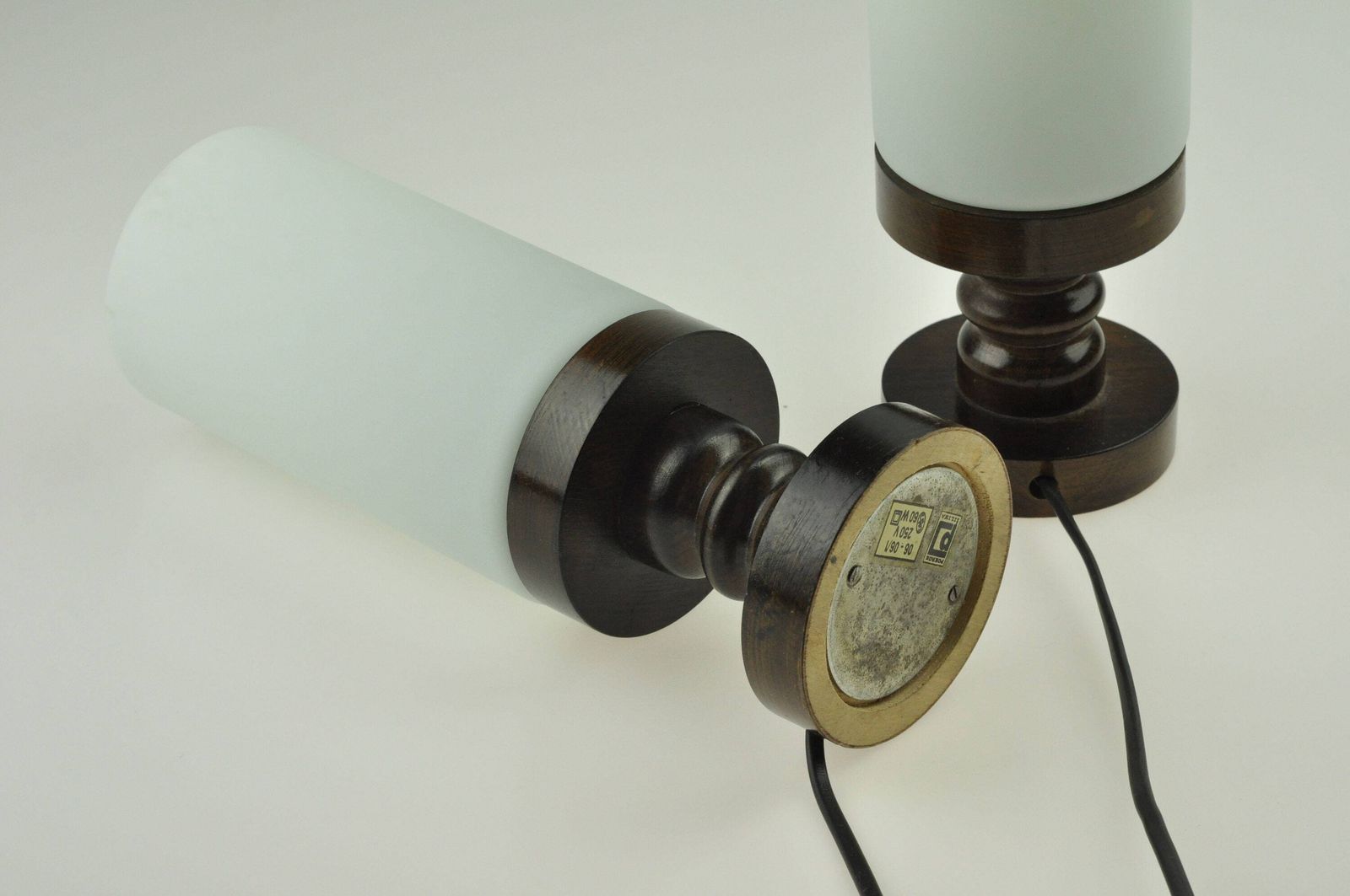 Pair Of Mid Century Lamps, Table Lamp, Desk Lamp, Pair Lamps, Pair Of Lamps, Bedside Lamp, Mid Century Lamp, Glass Lamp, Wooden Lamps photo vinterior
