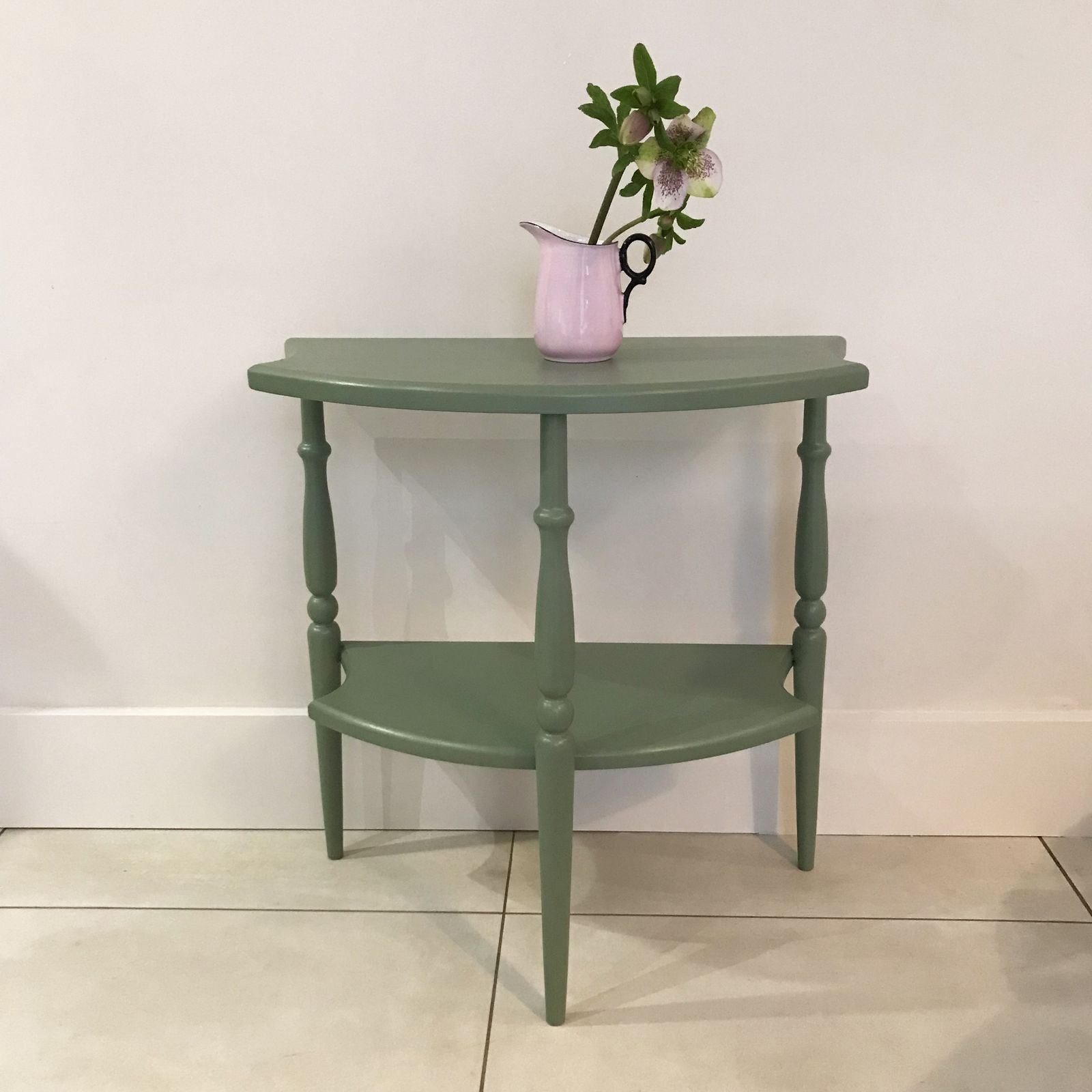 Hand Finished Fruit Wood Painted Side Tables With A Lower Shelf. photo furniture