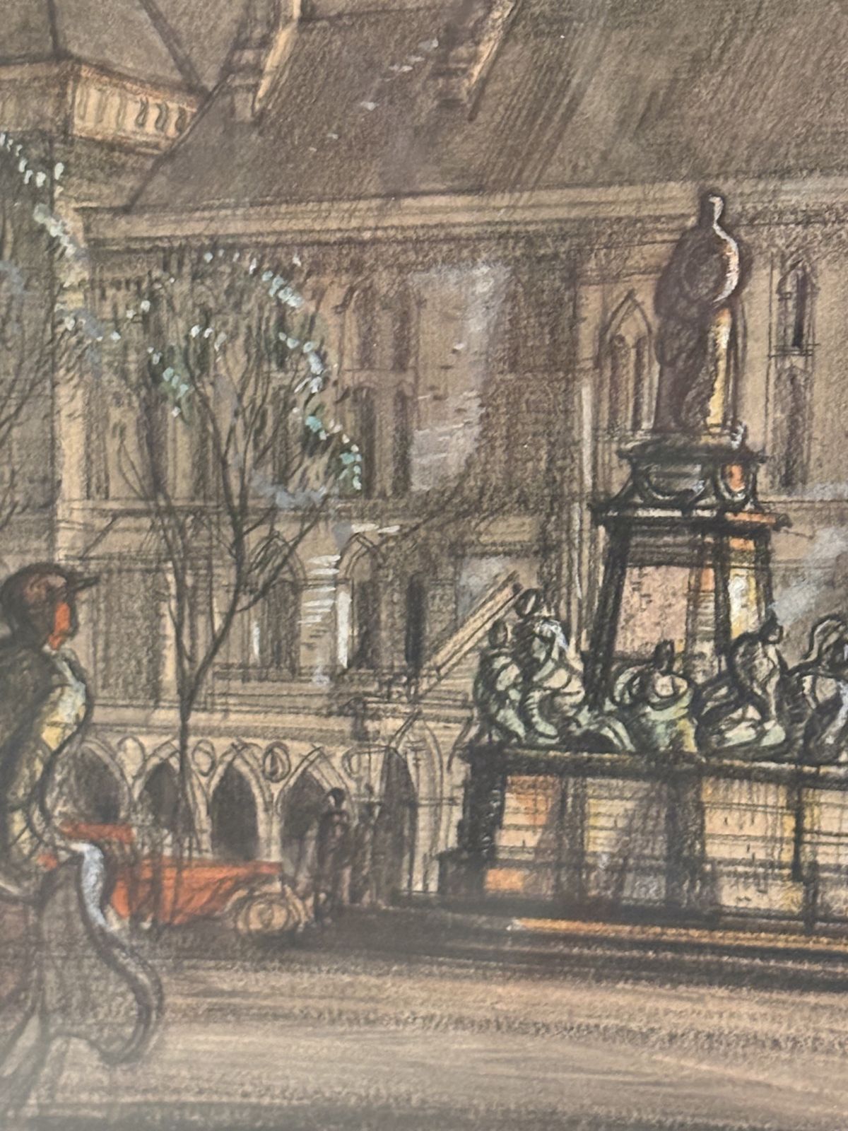 Pencil And Watercolour Drawing Of A Continental Building By J W Hogley C.1940 photo buy