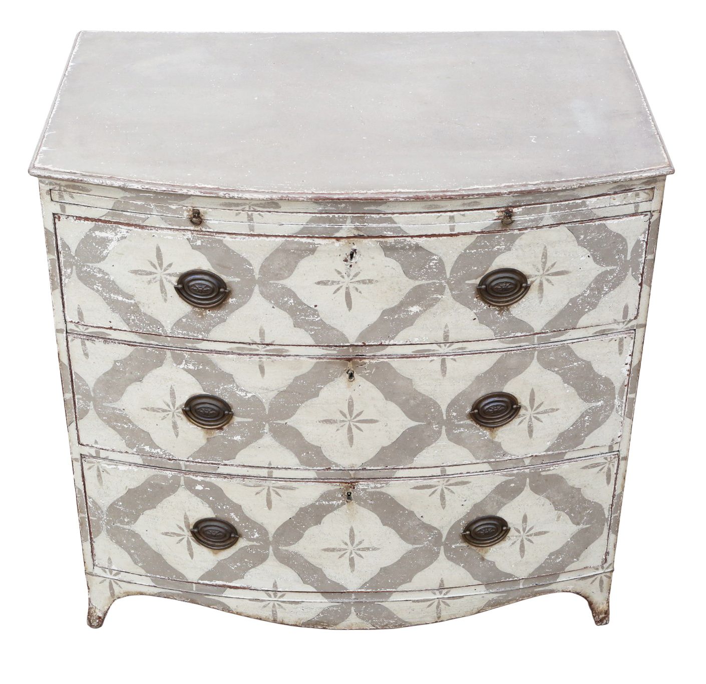 Antique 19th Century Bow Front Painted And Decorated Chest Of Drawers/ Commode  High Quality photo 2795.0