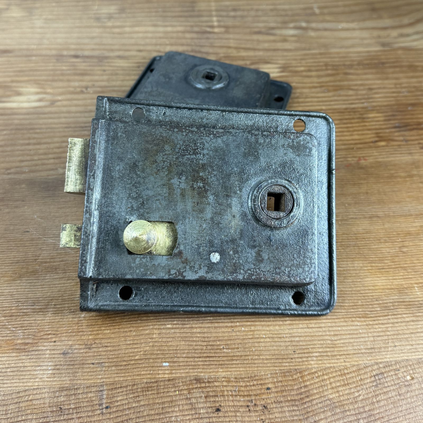 Pair Of Antique Reclaimed Iron Rim Locks photo buy