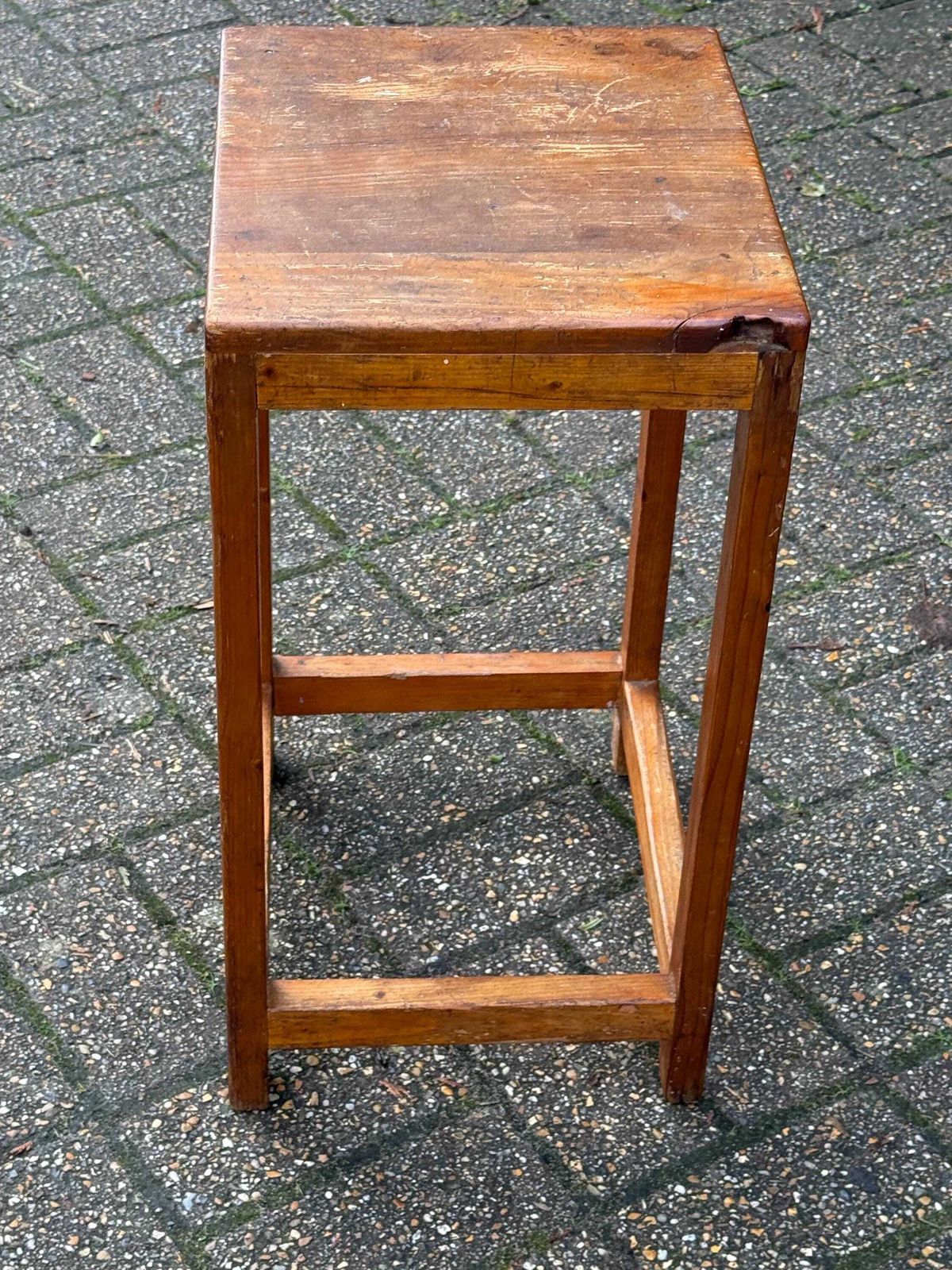 photo for sale Vintage Pine Utility Stool Or Stand With Rustic Vernacular Workshop Character, Kitchen Or Craft Stool