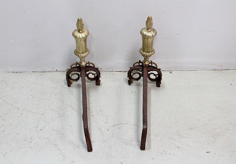 Pair Of Andirons Napoleon III, 19th Century photo vinterior