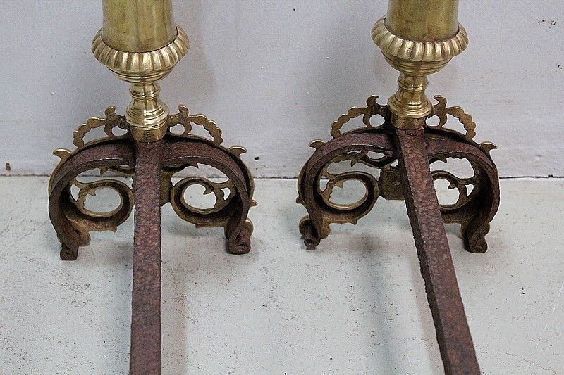 Pair Of Andirons Napoleon III, 19th Century photo buy