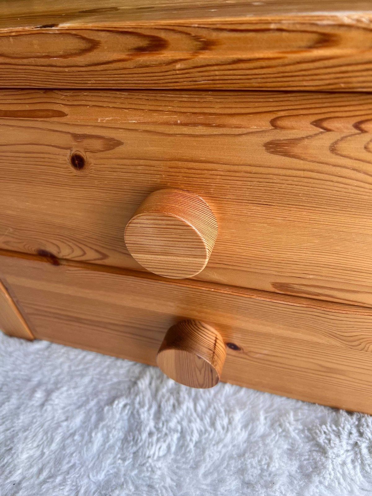 Vintage Brutalist Pine Nightstand   Low Profile Side Table Mcm 1970s photo furniture