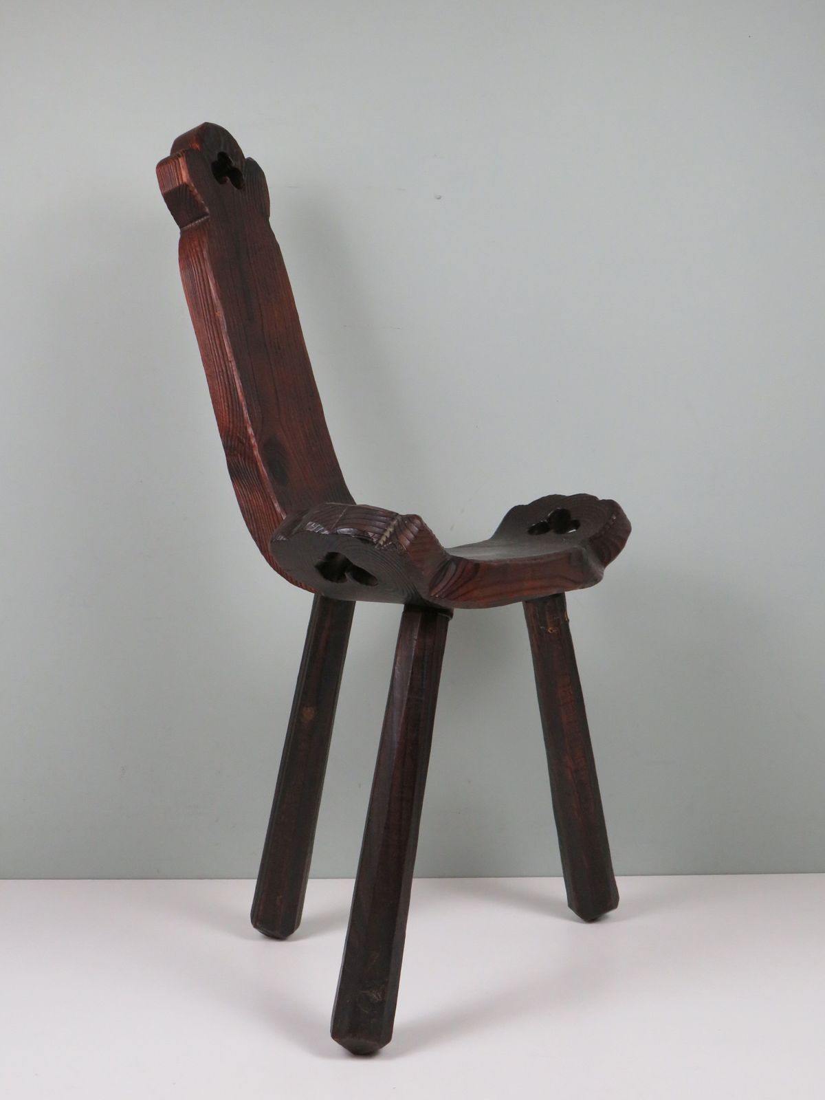 Spanish Mid Century Carved Wooden Birth Stool – Brutalist Style photo furniture