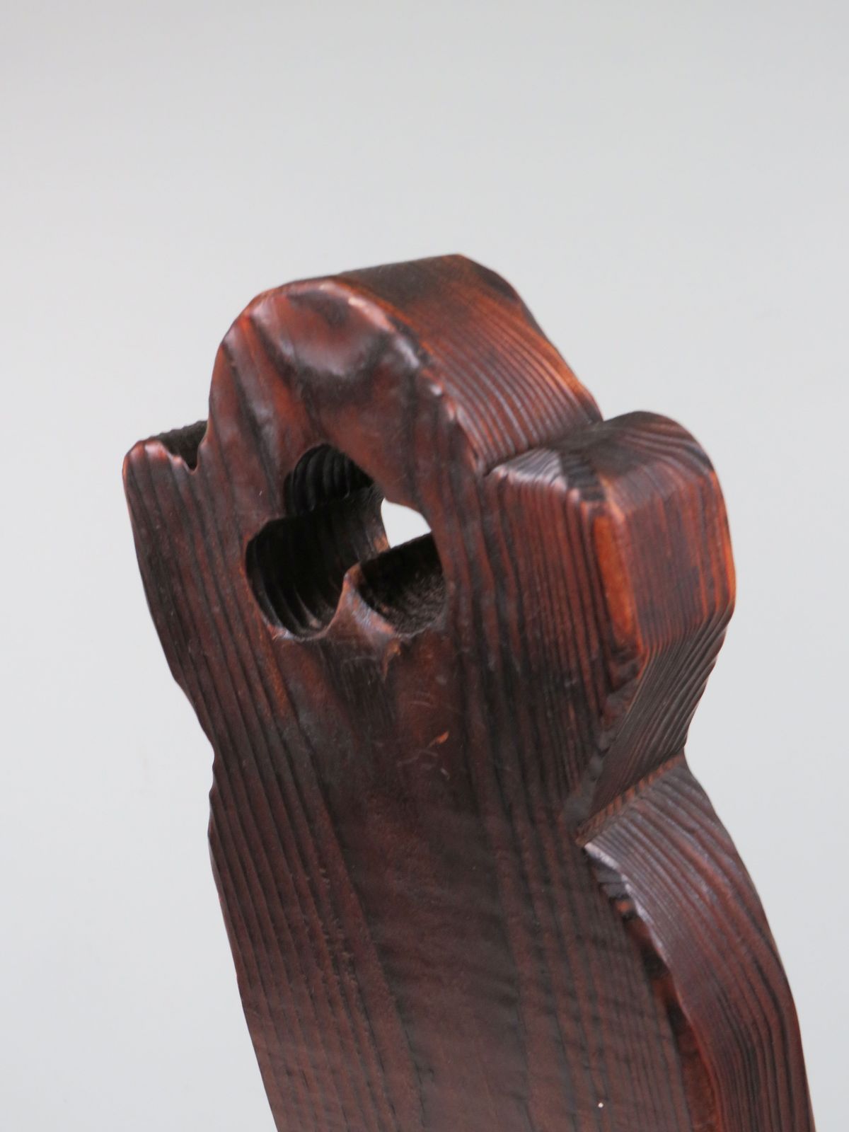 Spanish Mid Century Carved Wooden Birth Stool – Brutalist Style photo for sale