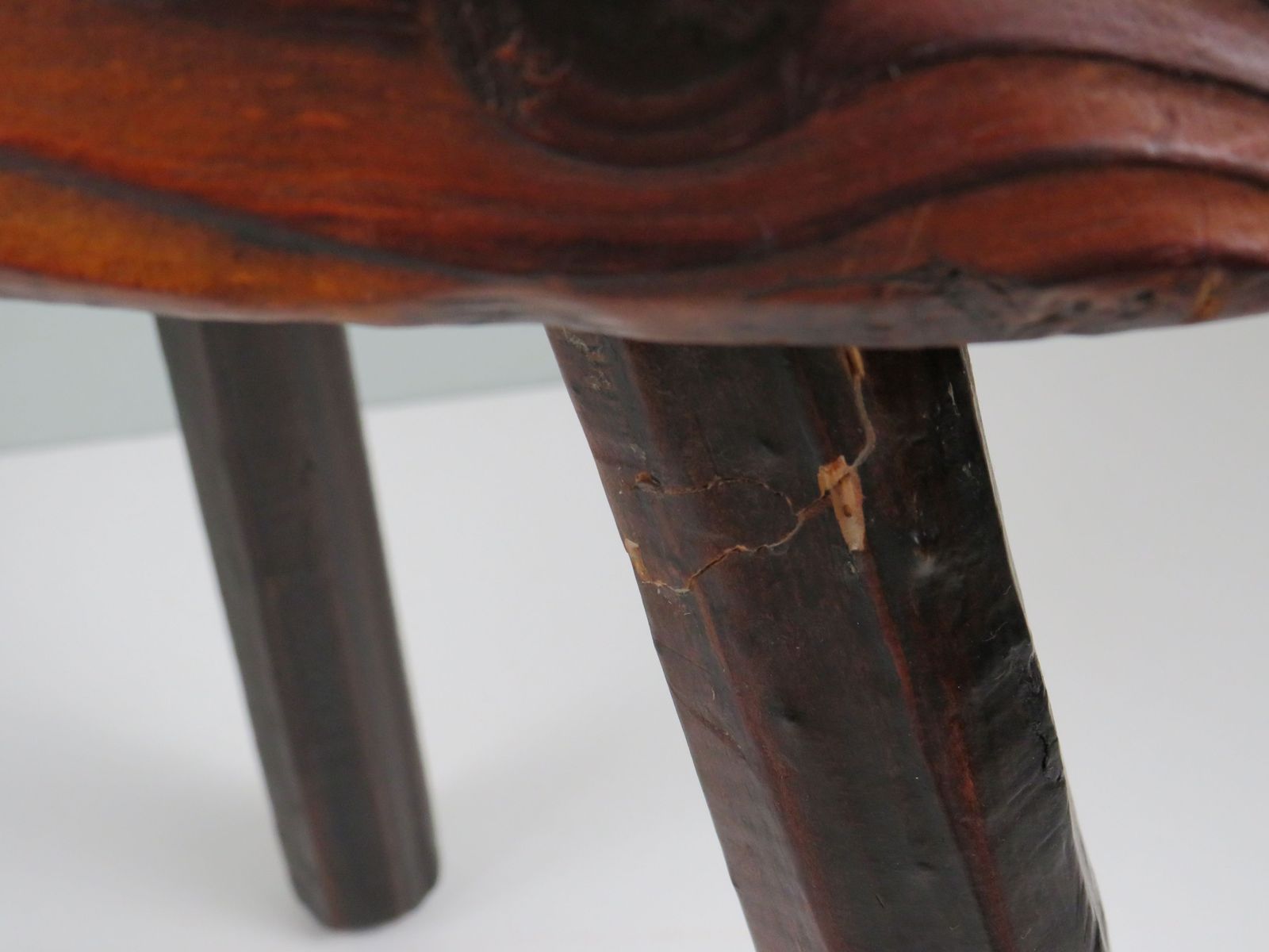 photo for sale Spanish Mid Century Carved Wooden Birth Stool – Brutalist Style