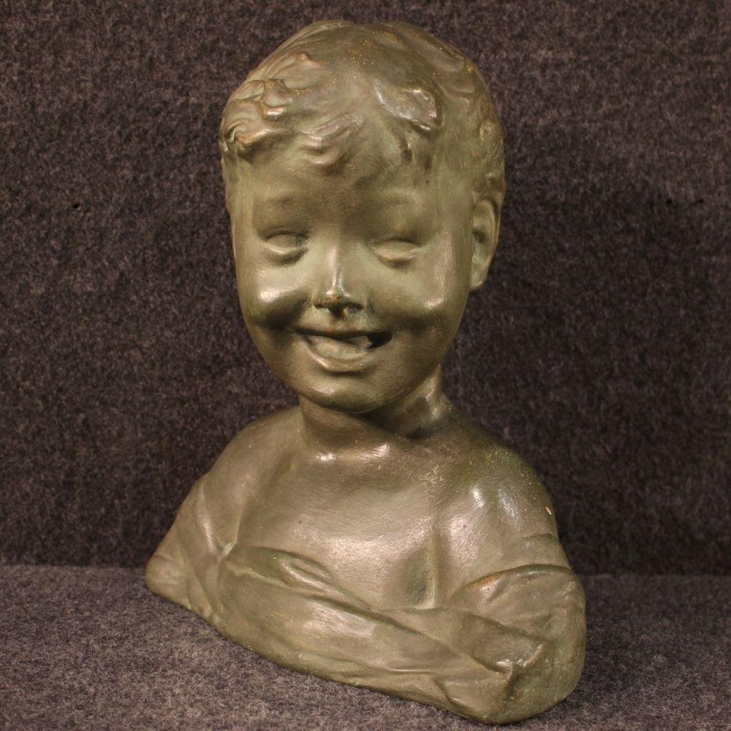 Italian Terracotta Sculpture Bust Of A Child photo vinterior