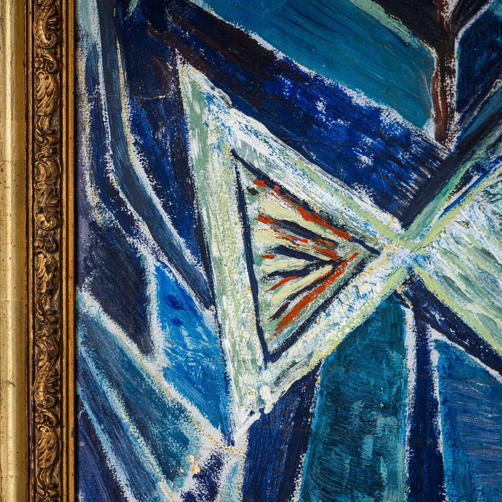 Werner Kreuzhage (1904–1989), Blauwe Vis, Olieverf Op Hout, Abstract, 1955 photo 2100.0